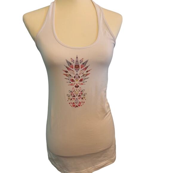 Lululemon Size 8 Cool Racerback Tank Flowabunga Pineapple White EUC! Rare! - Picture 2 of 5